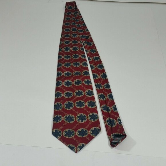 Robert Talbott Best of Class Men's Silk Neck Tie Red Blue Snowflake Christmas - Picture 2 of 5